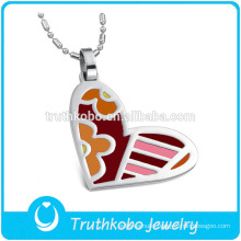 TKB-JP0167 2015 fashion enamel heart shaped women's jewelry stainless steel pendant